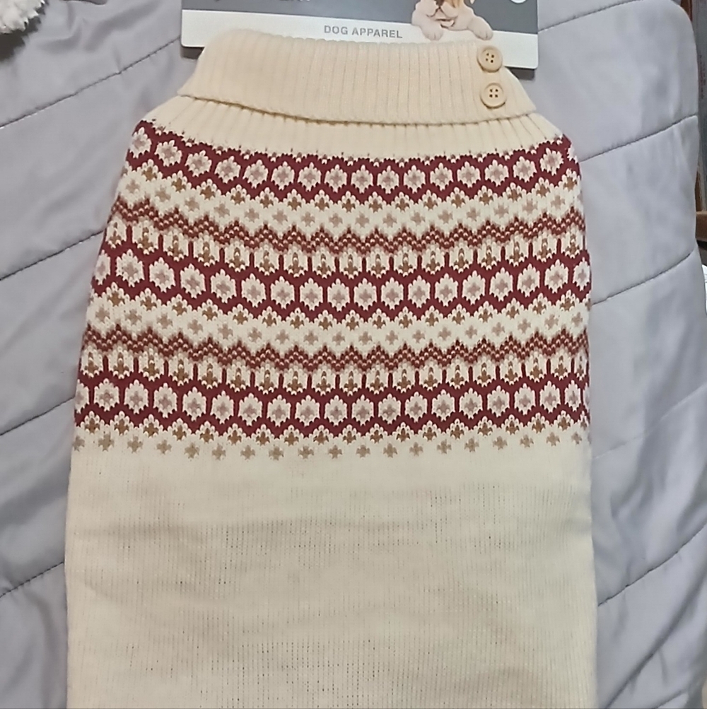 Friends Forever Fair Isle Dog Sweater With Button Design Size Extra Large NWT